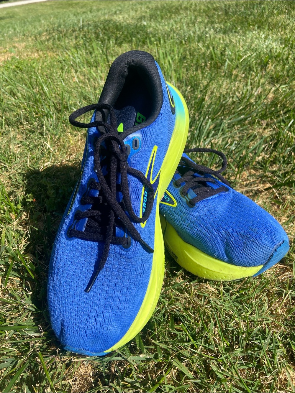 Brooks Men’s Blue and Neon Green Athletic Running Shoes